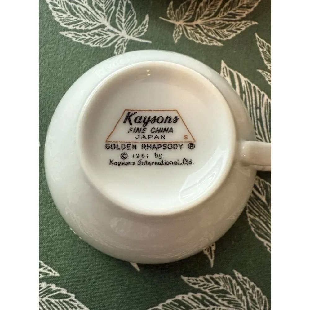 Kaysons Fina China Japan Vtg. Golden Rhapsody 1961 Cups & Saucers Set Of 6